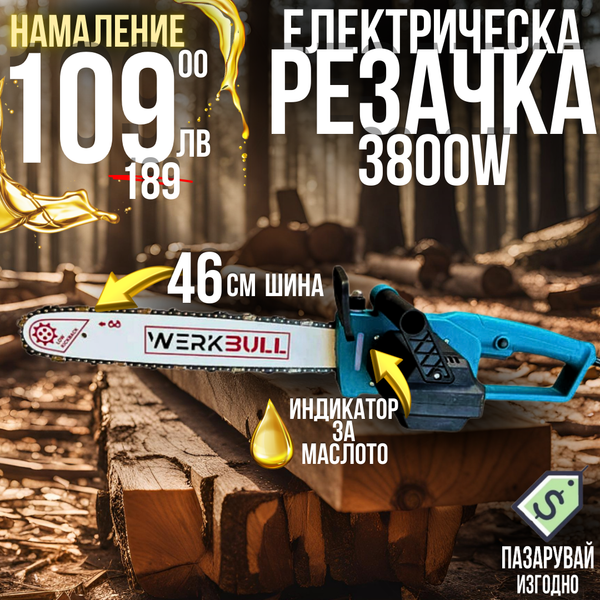 Немска Електрическа Резачка WerkBull 3800W + 2 вериги