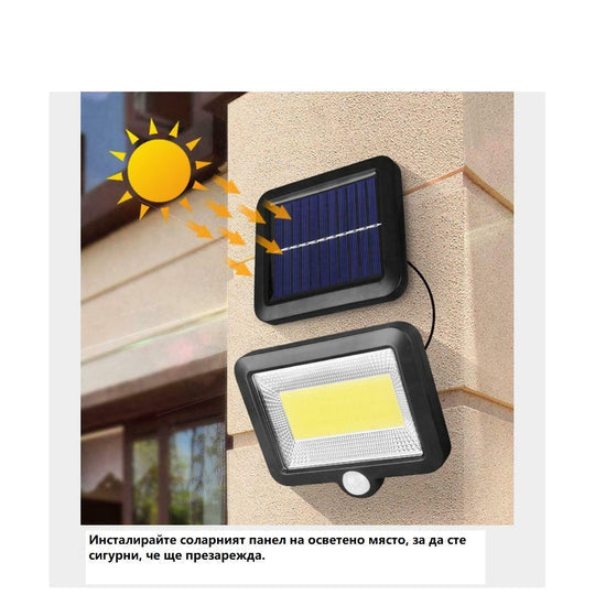 2БР Мощна Соларна Водоустойчива LED лапа със сензор за движение, соларен панел и 5 м. Кабел – alt