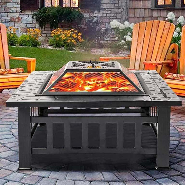 Тройно Удоволствие: Маса 'Fire Pit' - Пещ за BBQ, Камина и Ледарка в Едно – alt
